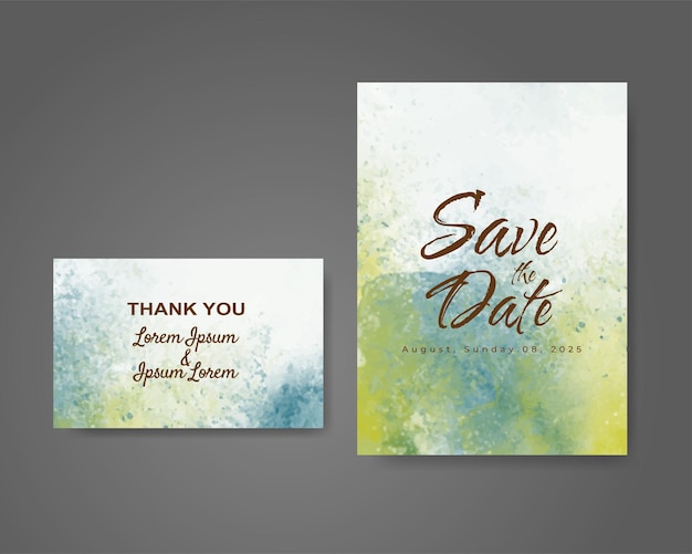 Wedding invitation with abstract watercolor background