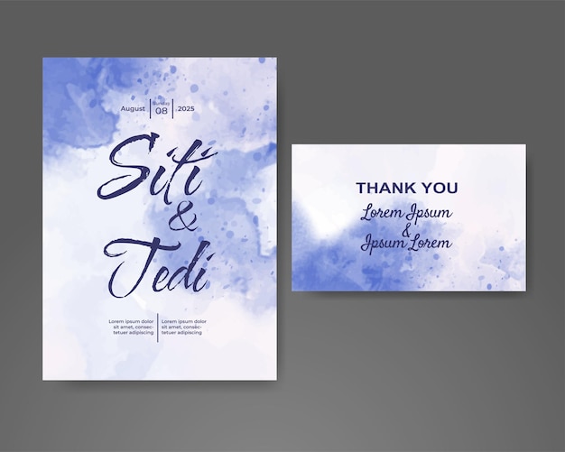 Wedding invitation with abstract watercolor background