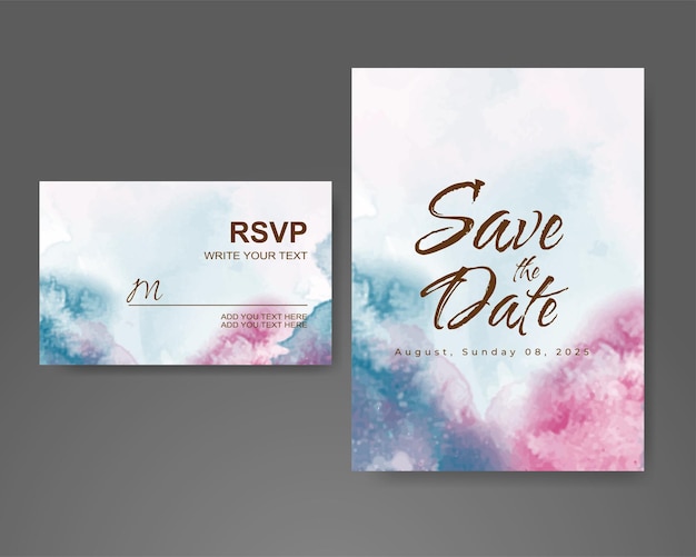 Wedding invitation with abstract watercolor background