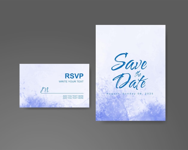 Wedding invitation with abstract watercolor background