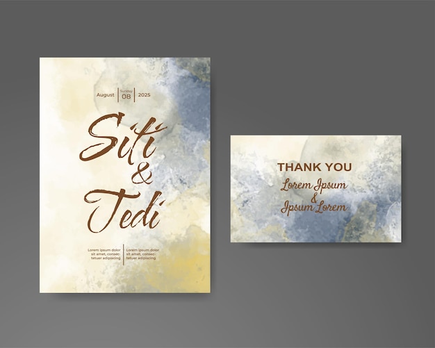 Wedding invitation with abstract watercolor background