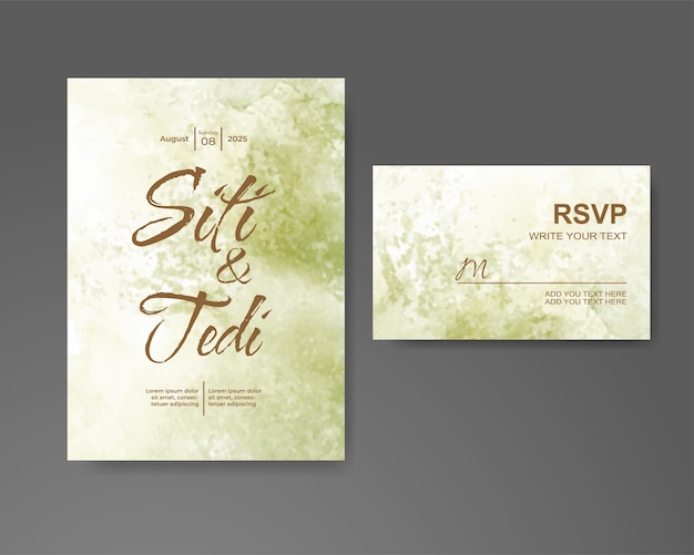 Wedding invitation with abstract watercolor background