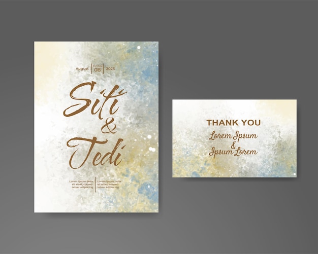 Wedding invitation with abstract watercolor background