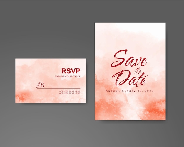 Wedding invitation with abstract watercolor background