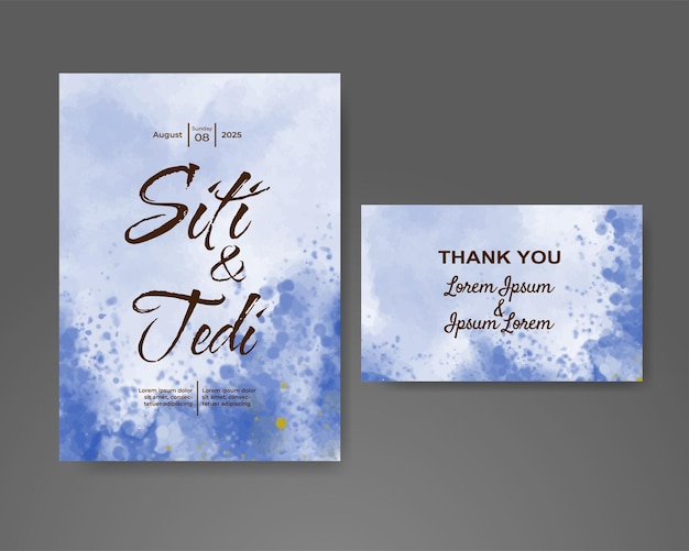 Wedding invitation with abstract watercolor background