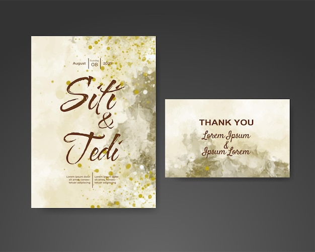 Wedding invitation with abstract watercolor background