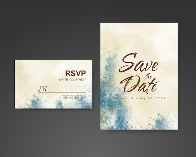 Wedding invitation with abstract watercolor background