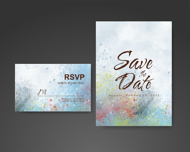 Wedding invitation with abstract watercolor background