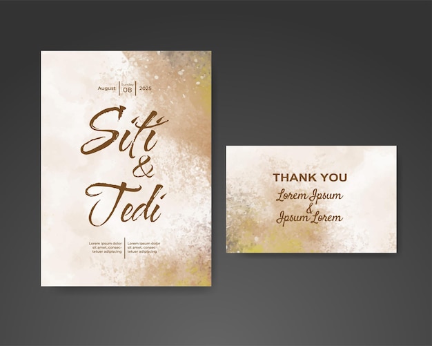 Wedding invitation with abstract watercolor background