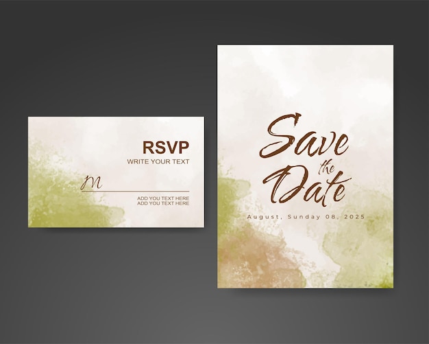 Wedding invitation with abstract watercolor background