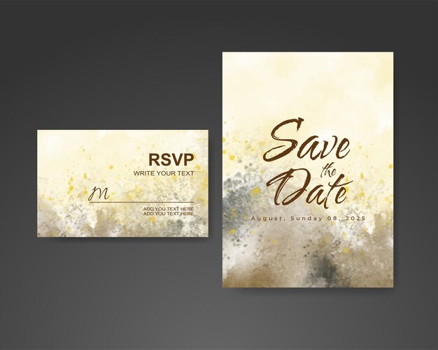 Wedding invitation with abstract watercolor background