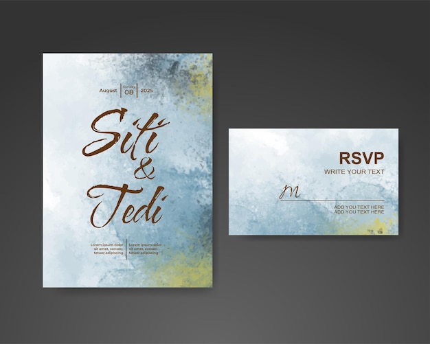 Wedding invitation with abstract watercolor background