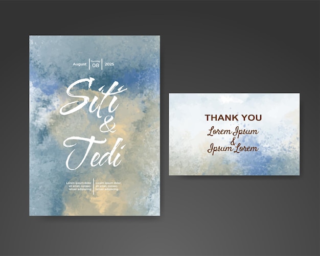 Wedding invitation with abstract watercolor background