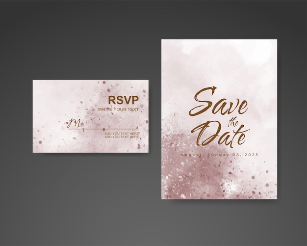 Wedding invitation with abstract watercolor background