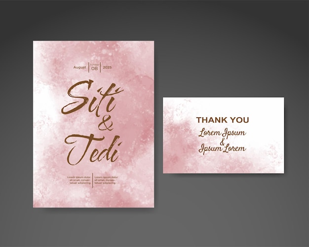 Wedding invitation with abstract watercolor background