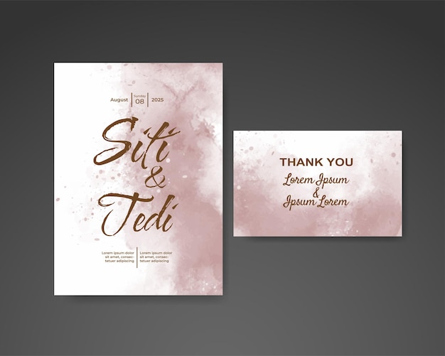 Wedding invitation with abstract watercolor background