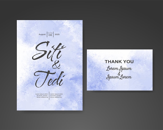 Wedding invitation with abstract watercolor background