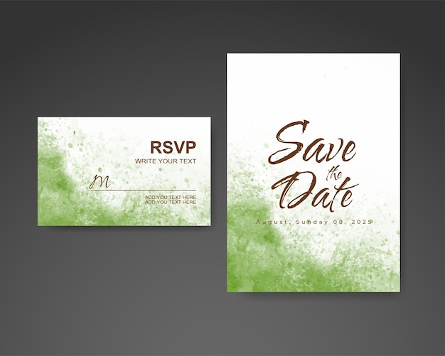 Wedding invitation with abstract watercolor background