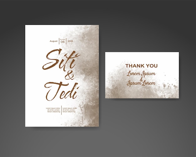 Wedding invitation with abstract watercolor background