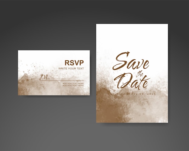 Wedding invitation with abstract watercolor background