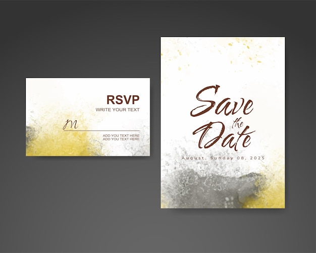 Wedding invitation with abstract watercolor background