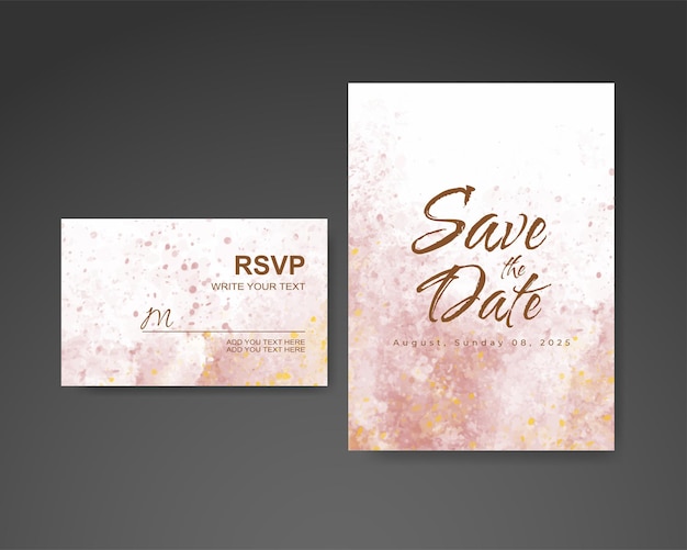 Wedding invitation with abstract watercolor background