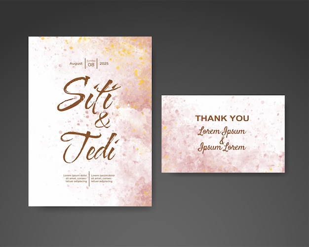 Wedding invitation with abstract watercolor background