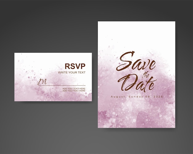 Wedding invitation with abstract watercolor background