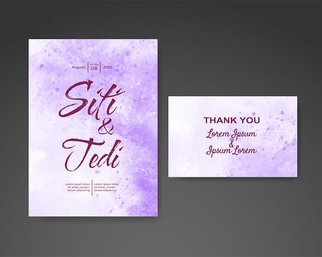 Wedding invitation with abstract watercolor background