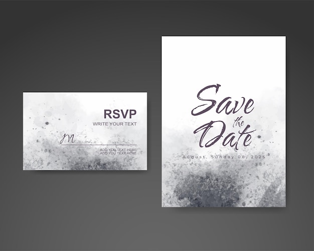 Wedding invitation with abstract watercolor background