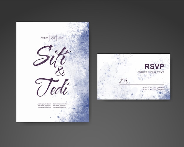 Wedding invitation with abstract watercolor background