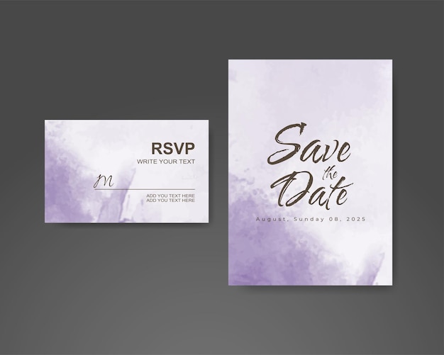 Wedding invitation with abstract watercolor background