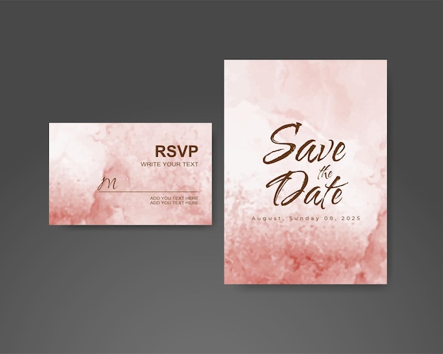 Wedding invitation with abstract watercolor background