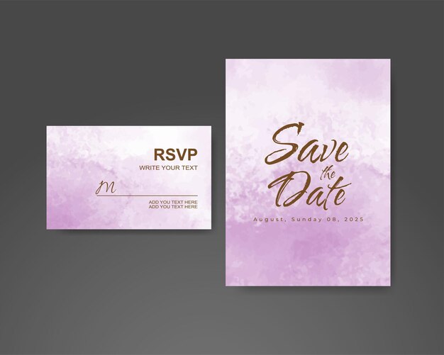 Wedding invitation with abstract watercolor background