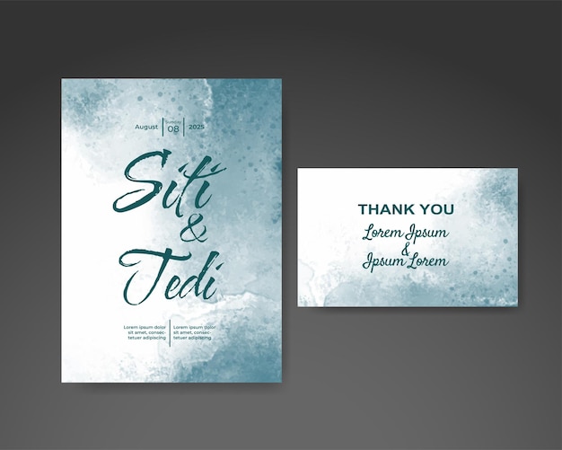 Wedding invitation with abstract watercolor background