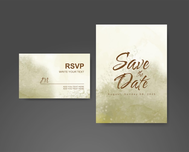 Wedding invitation with abstract watercolor background