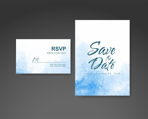 Wedding invitation with abstract watercolor background