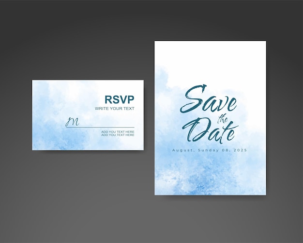 Wedding invitation with abstract watercolor background