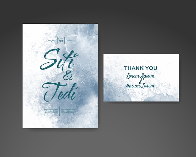 Wedding invitation with abstract watercolor background