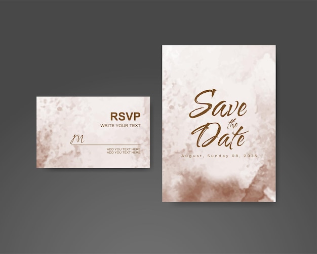 Wedding invitation with abstract watercolor background