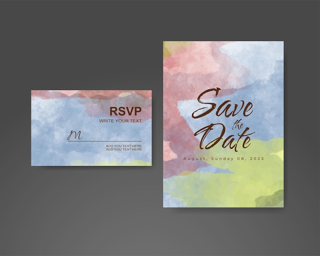 Wedding invitation with abstract watercolor background