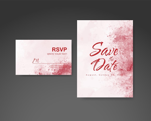 Wedding invitation with abstract watercolor background