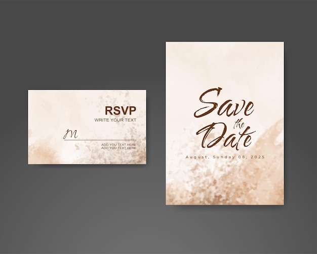 Wedding invitation with abstract watercolor background