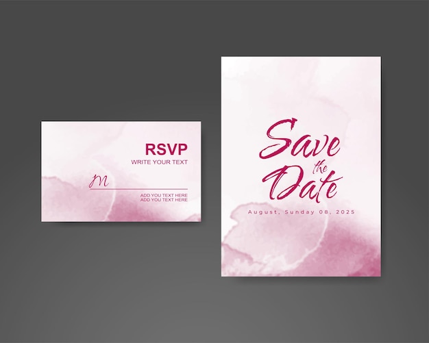 Wedding invitation with abstract watercolor background