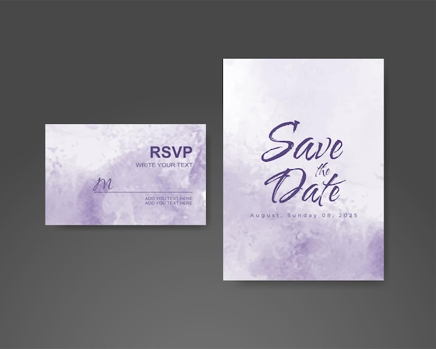 Wedding invitation with abstract watercolor background