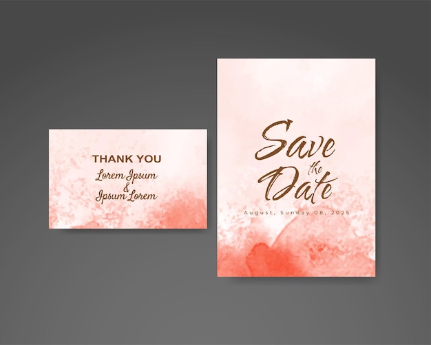 Wedding invitation with abstract watercolor background