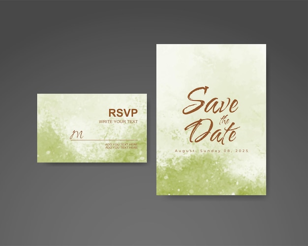 Wedding invitation with abstract watercolor background