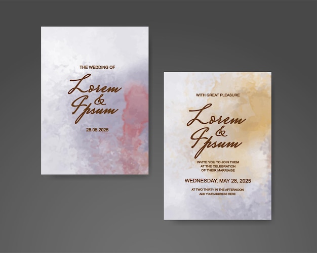 Wedding invitation with abstract watercolor background