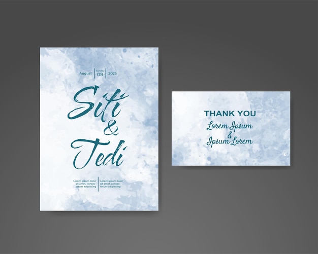 Wedding invitation with abstract watercolor background