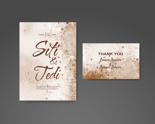 Wedding invitation with abstract watercolor background